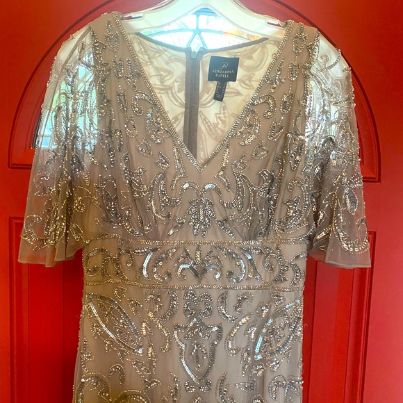 Adrianna Papell Gown. Size 8. Platinum color. - Picture 2 of 11